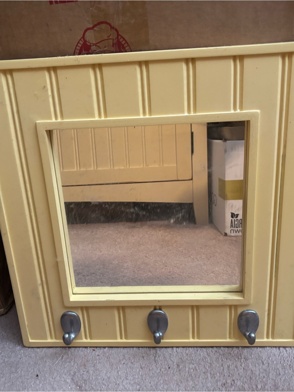 Yellow Wall Mirror with Three Hooks - Pottery Barn Kids
